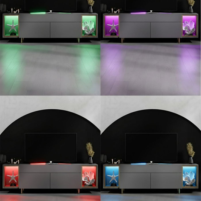 Hanah Home Zenith Soporte para TV Antracita y Oro